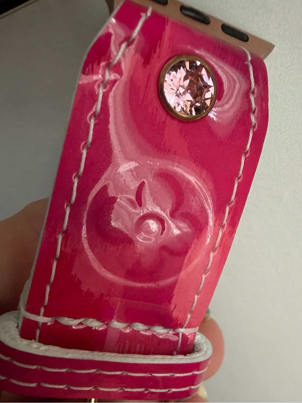 Upcycled fucshia ikat vernis Spark*l band for Apple Watch, size 2